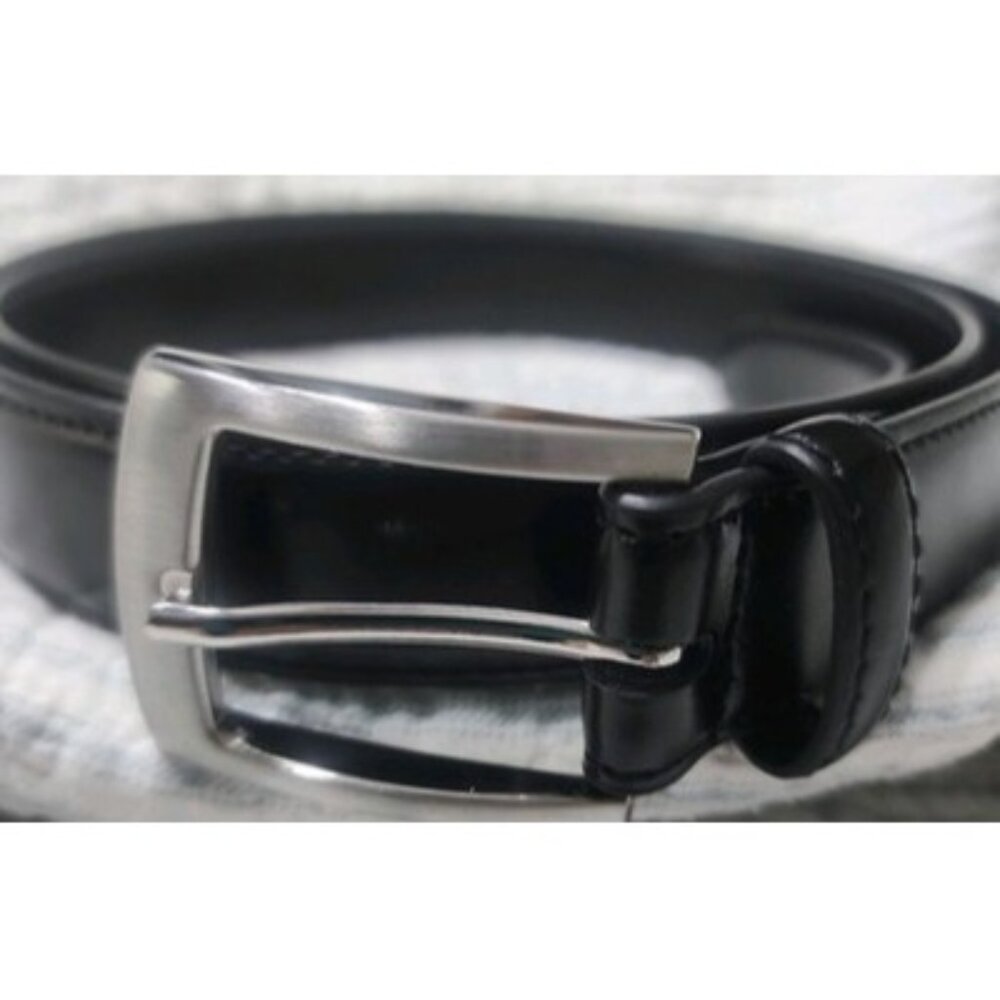 Sportoli Classic Leather Belt Black Single Prong silver Buckle Mens Belt Size 40